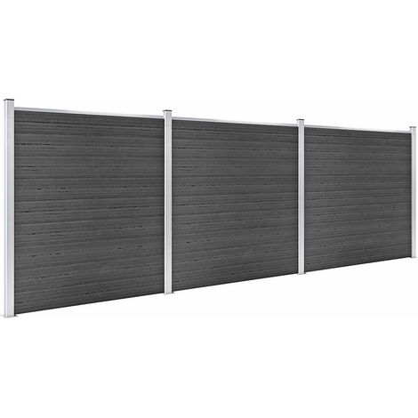 Maison Exclusive - Zaunelement Set WPC 526x186 cm Schwarz (1/5)