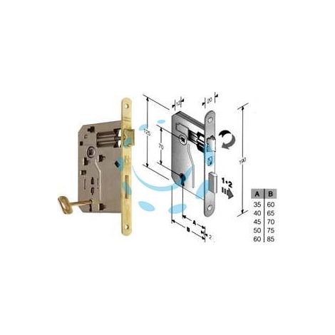 SERRATURA A BUSSOLA PATENT RIDOTTA DA INFILARE BORDO TONDO OTTONATO - mm.50 (480420501E)