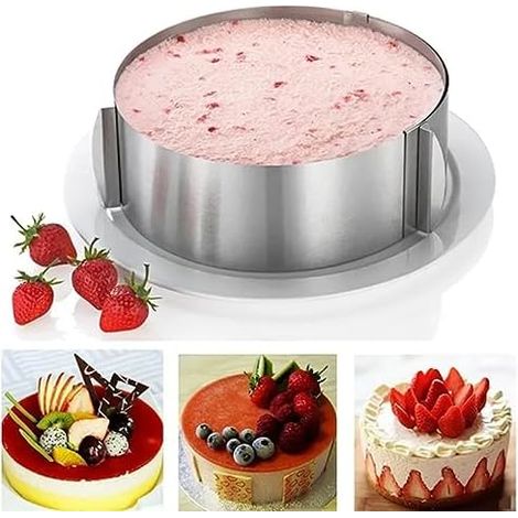 Karkar Tortenring Verstellbar 16-30cm – Tortenring Hoch 8,5cm Rostfreier Edelstahl, Cake Kreis mit Eingravierter Skala und Befestigungsclips für Torten Deko