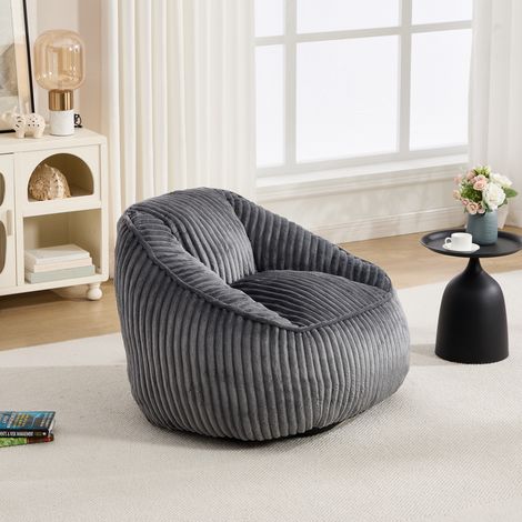 Sillón tipo puf 46x43x29 cm de chenilla gris oscuro con espuma viscoelástica – MEUBLIV (1/5)