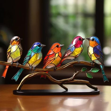 Oiseaux En Métal - Décoration Murale Suspendue Double Face - Pour Fenêtres Et Portes - Lot De 5 - 8 X 4 Pouces (1/5)