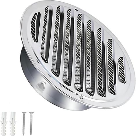 1 pièce Grille de ventilation Grille de finition en acier inoxydable 304 100 mm, grille d’évacuation d’air ronde en acier inoxydable, grille d’évacuationt pour cuisines et salles de bains (1/5)
