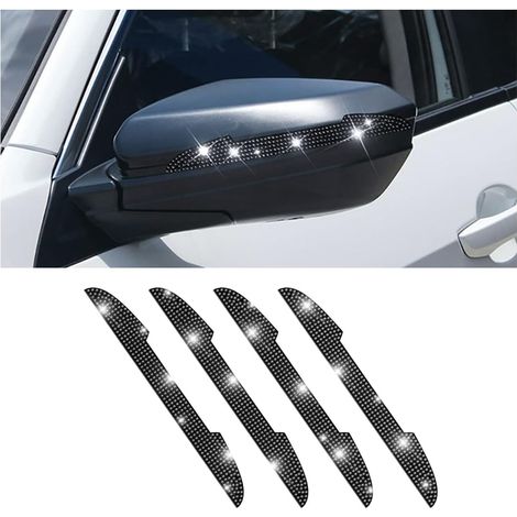 Set di 4 strisce protettive con strass per maniglie e specchietti retrovisori dell'auto - Nere (1/5)