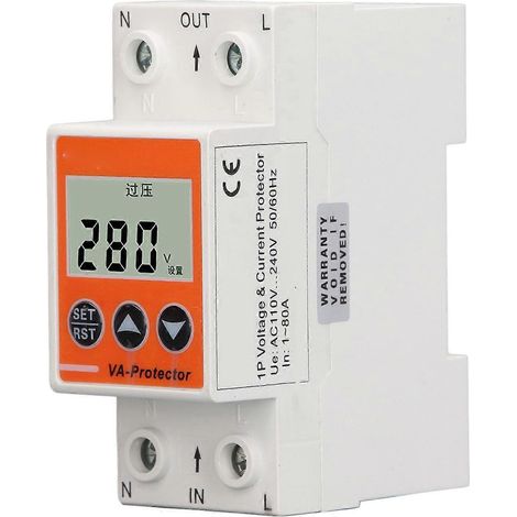 Protection contre les surtensions et les sous-tensions, réglable, à réarmement automatique, dispositif de protection contre les surtensions, 110–240 V CA, 1–80 A (1/4)
