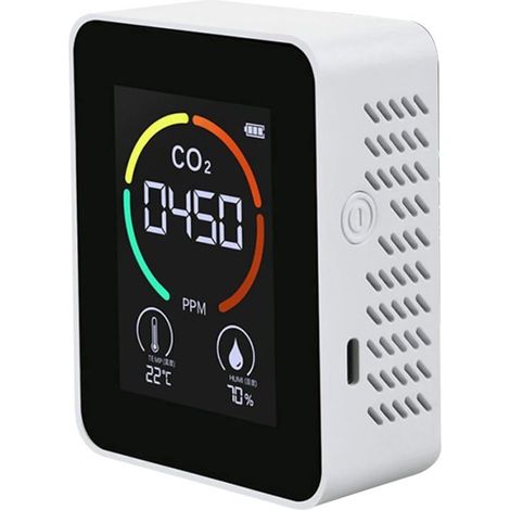 Détecteur de CO2 3 en 1 - Moniteur d'air CO2 - Détecteur de dioxyde de carbone - Qualité de l'air - Température et humidité - Blanc (1/5)
