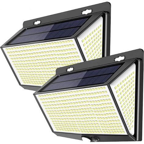 Lampe Solaire Extérieur, 468 LED Lumière Solaire avec Détecteur De Mouvement 2200Mah Étanche sans Fil Applique Éclairage Solaire Spot Puissant Sécurité 3 Mode Etanche IP65 pour Jardin,2pack (1/5)