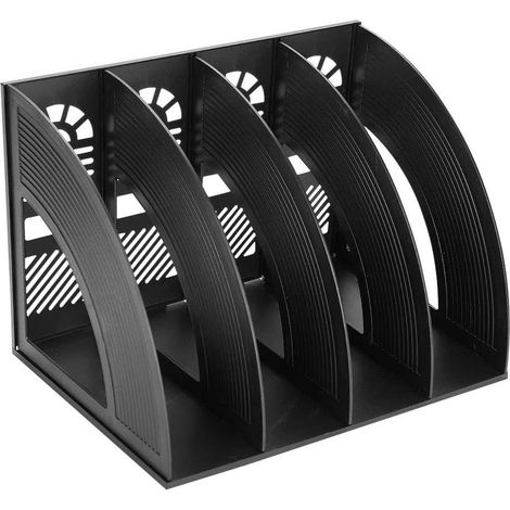 Classeur De Bureau - Support Magazine 4 Compartiments - Diviseurs De Fichiers Intégrés - Rangement Document Sur Table - Plastique Rigide - 1 Pièce (1/5)