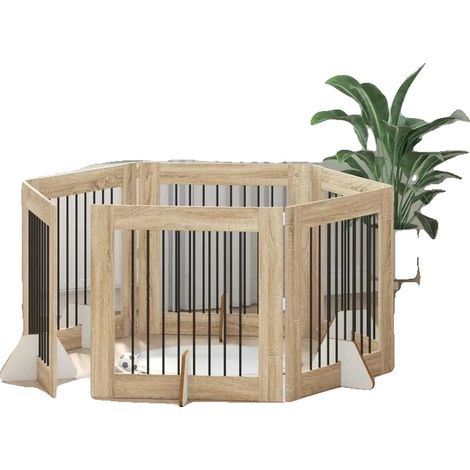 Puerta para perros, material de madera, 30 x 36 pulgadas, uso en interiores, diseño plegable, ligero y portátil. (1/5)