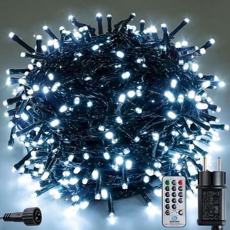 Guirlande Lumineuse LED Noël, 30 m, 300 LED Lumière blanche, 8 Modes d'Éclairage, Télécommande, Intérieur/Extérieur (Lumière blanche, 30M/300LED) (1/5)