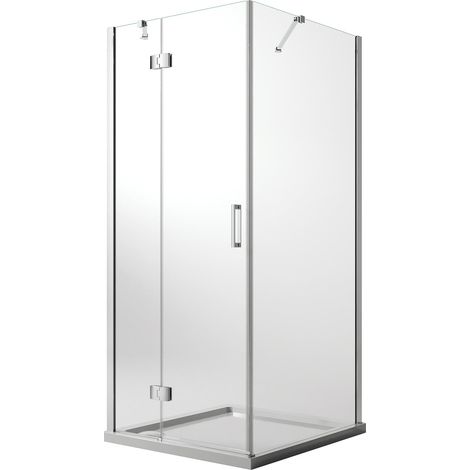 Box doccia battente vetro trasparente con easyclean h 190 mod. Flip Anta + Fisso 70x80 cm