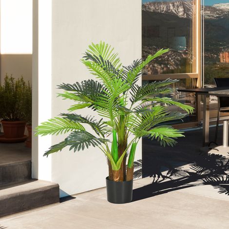 Palmera artificial (105x20x20 cm), para interior y exterior, de plástico verde (1/5)