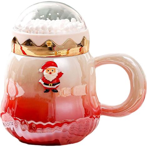 Tasse De Noël - Céramique - Couvercle À Globe De Neige - 500 ml - Pour Café Chaud Chocolat Lait - Idéal Cadeau Noël (1/5)