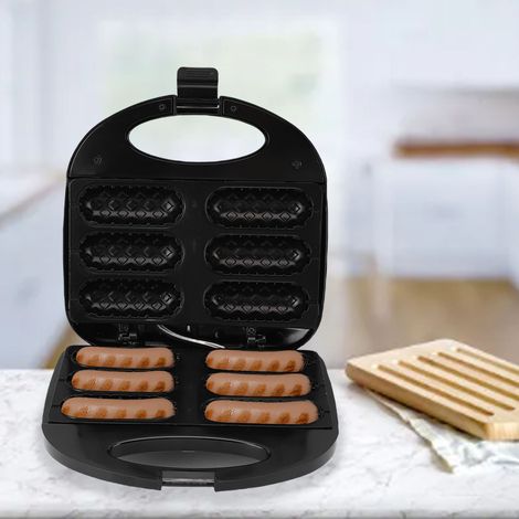 [Appareil Corn Dog] [Machine] [MFZ-6] [Automatique Antidérapant] 750W Machine à Hot-Dogs et Gaufres chauffage rapide 6 corn dogs capacité contrôle température auto 220V Plug EU ABS+SUS 23x23x7.5cm (1/4)