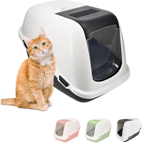 Lettiera per gatti chiusa antiodore con porta basculante - mis. 39x57x41 cm - Toilette in plastica con coperchio apribile e griglia di areazione - Col (1/5)