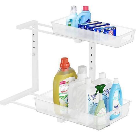 Organisateur Sous évier Rangement sous Evier 2 Niveaux Panier Organisateur Tiroir Etagère Polyvalente pour cusine Salle de Bain
