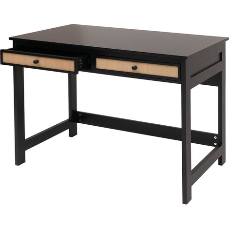 Bureau HWC-O36 table de bureau pour ordinateur portable table de travail tiroir 78x110x60cm bois - noir (1/5)