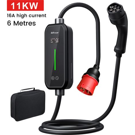 Câble de recharge Type 2 16A 11kW triphasé 6m portable contrôle APP JUNSUN
