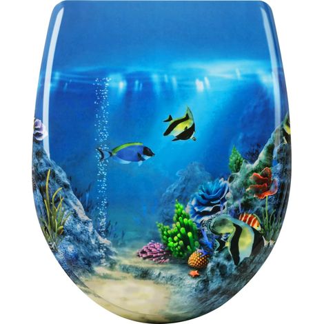 WOLTU Copriwater Sedile WC Universale Soft Close Toilet Seat Bagno in plastica Pesci