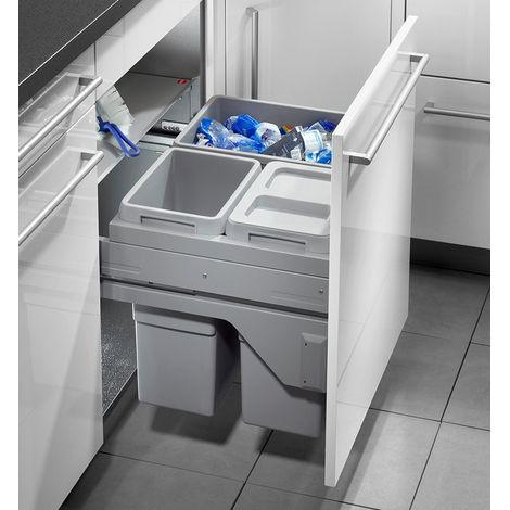 Poubelle encastrable 56L 3 bacs (30+13+13) Hailo AS Euro Cargo S600 (1/5)