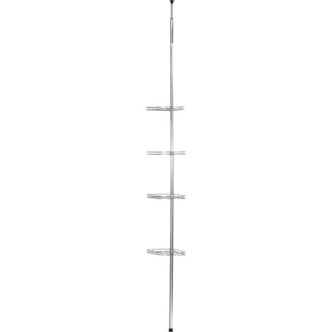Wenko – Etagère de douche télescopique 4 paniers – Fixation par torsion sans perçage – Acier inox – Hauteur réglable 65-275 cm – Argent - 2x65-275x20 (1/5)
