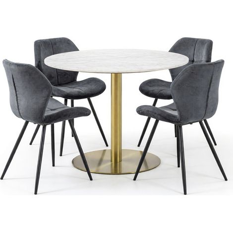 Conjunto de mesas y sillas para comedor Norsica 706 , 75x0x0cm, Diámetro: 105, Número de asientos: 4, Estilo: Contemporary