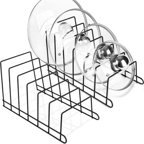 Supports pour Couvercles et Assiettes Vilde - Rangement Vertical - 34 × 18 × 18 cm - Noir Mat (1/5)
