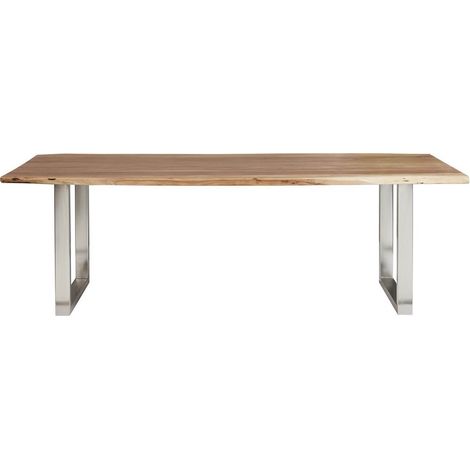 JAIPUR - Table Repas 160cm Acacia et Métal Chromé Piètement U (1/4)