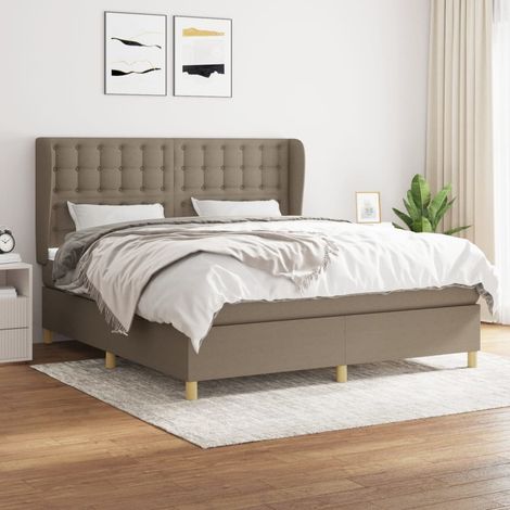 Lit double Lit à sommier tapissier avec matelas Lit Adulte Taupe 180x200 cm Tissu BVM97862 (1/5)