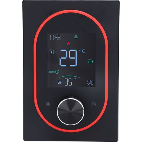 Eosnow Intelligentes Farbthermostat, APP, programmierbarer Touchscreen-Knopf, Temperaturregler, AC 95–240 V, Schwarz, normal