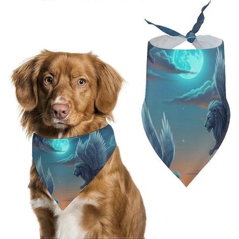 Bandana pour chien Espace Galaxie bandana triangle motif 28 écharpe bandana anniversaire requin bleu foulard mignon taille unique (1/5)