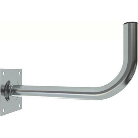 Support Mural Antenne - Acier Galvanisé - Forme L - Distance 50 Cm - Diamètre Tube 38 Mm - Capuchon Plastique - 1 Pièce (1/2)