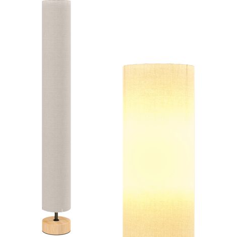 Stehlampe fürs Wohnzimmer mit Leinenschirm, Fußschalter, 2 x E27-Fassungen, 120 cm, beige
