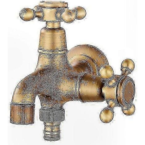 Mitigeur mural rétro à double usage pour salle de bain et jardin, robinet de piscine antique en laiton, bec verseur européen pour extérieur, modèle classique (1/3)