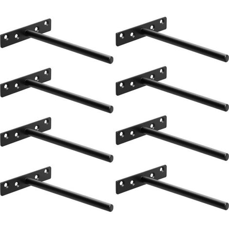 Etagere Murale Fixation Flottante Invisible, Support Etagere Murale en Métal, Tablette Flottante Support Charge Lourde, Longueur 150MM, Noir 8 Pièces (1/5)