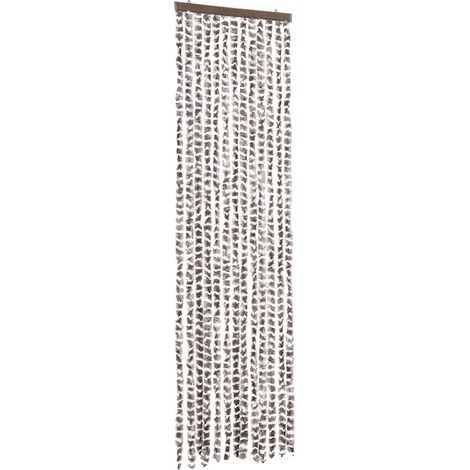 Rideau anti-mouches taupe et blanc 56x200 cm chenille CFW65165 (1/5)