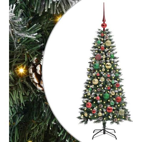 Sapin de Noël artificiel vert, 120 cm, en PVC, plastique et acier. (1/5)