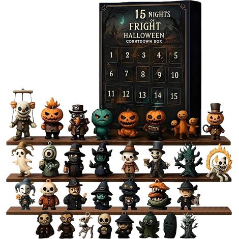 Halloween-Adventskalender 2025: Countdown mit gruseligen Figuren und Ornamenten für Erwachsene, Männer, Frauen und Familien (1/4)