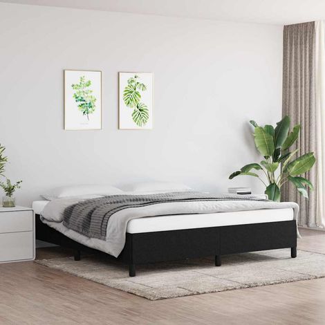 Cadre de lit sans matelas noir 160x200 cm tissu (1/5)