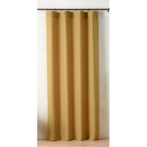 Rideau à anneaux Mistolino 145 x 260 cm – Tissé en France - 145x260cm - Moutarde (1/2)