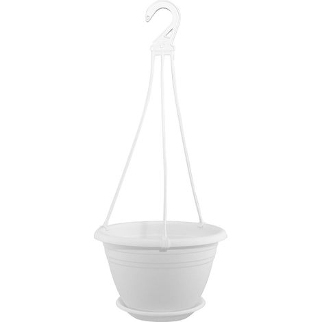 1 Pot suspendu, Plastique, Rond, Soucoupe, Crochet, Intérieur, Extérieur