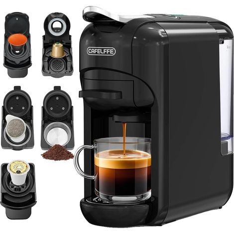Kapselkaffeemaschine, 5-in-1-kompatibel, Heiß- und Kaltbrühfunktion, Schwarz, EU (1/2)