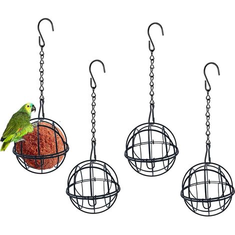 4 Pièces Mangeoire, Acier inoxydable, Suspendue, Chaîne noire, Jardin Balcon
