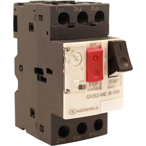 Salvamotore Interruttore Termico di Protezione Motore, 3P 2.5M Regolabile AC 590V Monofase e Trifase IP20 (6-10A)