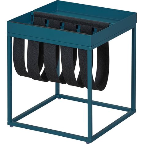STACIO - Table d'Appoint Turquoise avec Porte-Brochure (1/5)