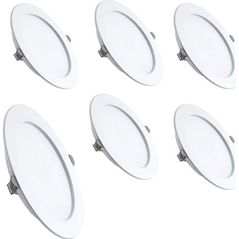 Lot de 6 spots Encastrable LED Ultra Plat, Plafonnier Rond Plat Encastrable, Jaune Chaud 3000K, Downlight LED IP44 pour Salle de Bain Salon