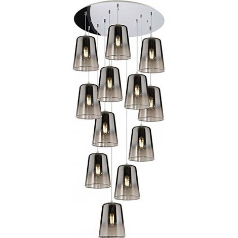 Lampadario top light shaded 1164cr s12 t e27 led vetro colorato lampada soffitto moderna, colore cromo