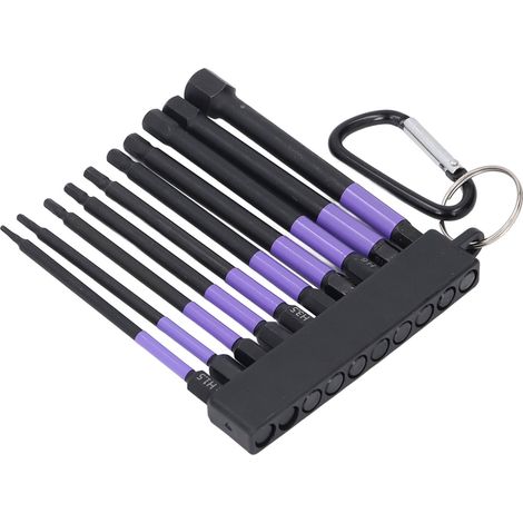 Lot de 10 embouts d'impact aimantés pour tournevis acier allié TS2 4 pouces 100 mm violets haute résistance avec support (1/5)