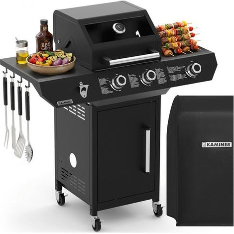 Gas grill 10kw black stainless steel rotisserie 227458912 227458912 227458912 (1/5)