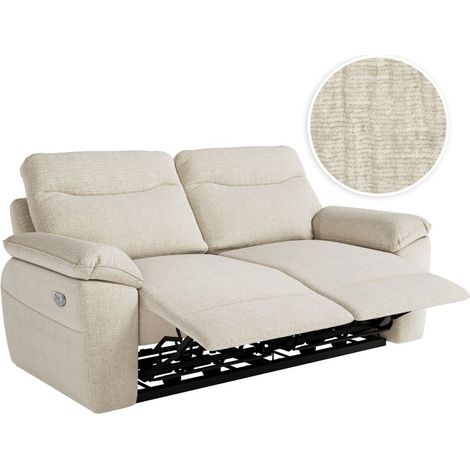 Loungitude – Canapé relax électrique 3 places en tissu texturé 3D – Beige – Prise USB intégrée – Fabrication européenne (1/5)