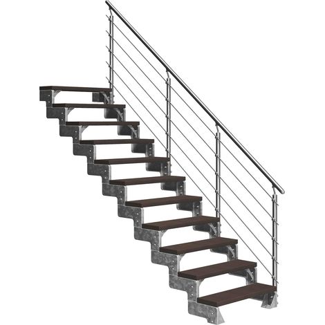 Dolle Außentreppe Gardentop 198-242cm Geschosshöhe mit Trimax dunkelbraun 80cm breit mit Prova-Geländer